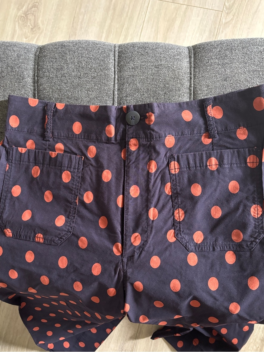 Anthropologie Maeve The Colette Navy Pants with Rust Polka Dots - Picture 3 of 5